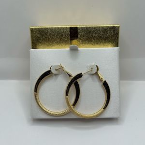 18K Polished and Brushed Textured Hoop Earrings ~ In Gift Box.